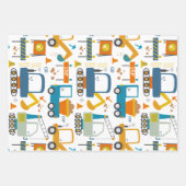 Leuk Kleurrijk Graver Vrachtwagen Patroon Inpakpapier Vel (Voorkant)