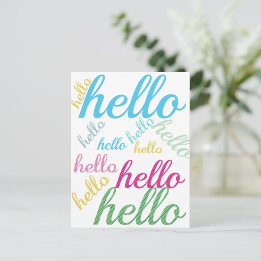 Leuk Kleurrijk Hallo Briefkaart (Staand voorkant)