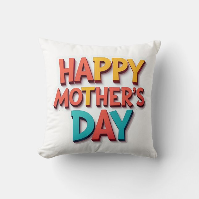 Leuk & kleurrijk Happy Moederdag Gift Kussen (Voorkant)