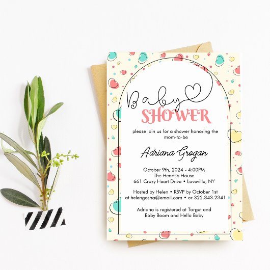 Leuk Kleurrijk Harten Baby shower Kaart