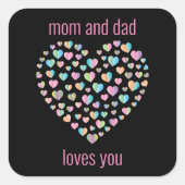 Leuk Kleurrijk Hartpatroon Vierkante Sticker (Voorkant)