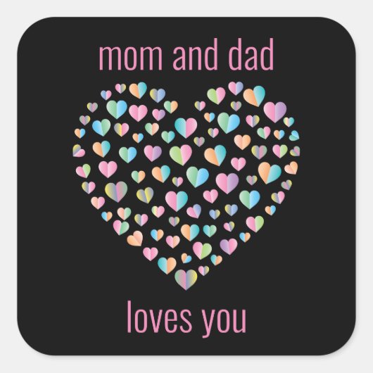 Leuk Kleurrijk Hartpatroon Vierkante Sticker (Voorkant)