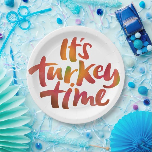 Leuk Kleurrijk Het is Turkije Tijd Thanksgiving Di Papieren Bordje (Feest)