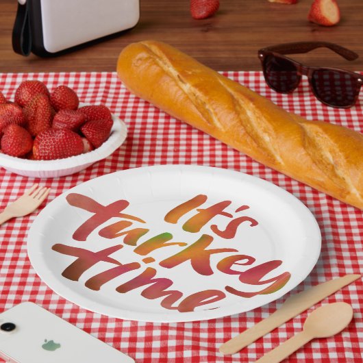 Leuk Kleurrijk Het is Turkije Tijd Thanksgiving Di Papieren Bordje (Picknick)