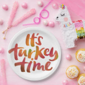 Leuk Kleurrijk Het is Turkije Tijd Thanksgiving Di Papieren Bordje (Feest)