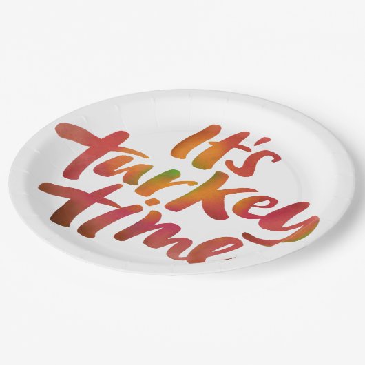 Leuk Kleurrijk Het is Turkije Tijd Thanksgiving Di Papieren Bordje (Gekanteld)