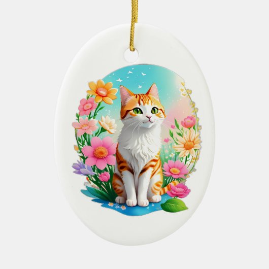 Leuk Kleurrijk Kat Ornament (Voorkant)