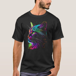 Leuk Kleurrijk Kattengezicht voor Kat Kleurrijk Ka T-shirt