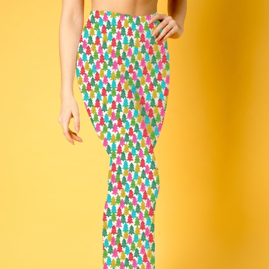 Leuk kleurrijk kerstbomen patroon leggings