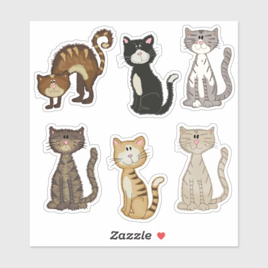 Leuk Kleurrijk Kitty Kat Dier Pet Sticker (Vel)