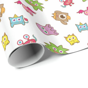 Leuk Kleurrijk Klein Monsterpatroon Cadeaupapier