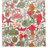 Leuk kleurrijk marien leven douchegordijn (Voorkant)