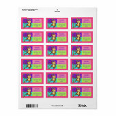 Leuk kleurrijk meisje aap adres label (Full Sheet)