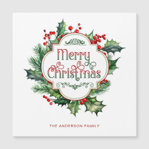 Leuk kleurrijk Merry Christmas Holly Script