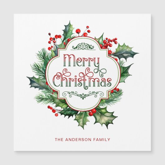 Leuk kleurrijk Merry Christmas Holly Script (Voorkant)