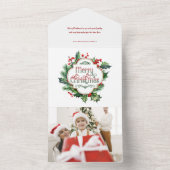 Leuk kleurrijk Merry Christmas Holly Script All In One Uitnodiging (Binnen)