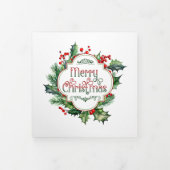 Leuk kleurrijk Merry Christmas Holly Script Drieluik Wenskaart (Cover)