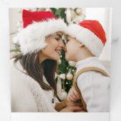 Leuk kleurrijk Merry Christmas Holly Script Drieluik Wenskaart (Binnenzijde eerst)