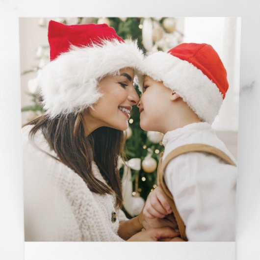 Leuk kleurrijk Merry Christmas Holly Script Drieluik Wenskaart (Binnenzijde eerst)