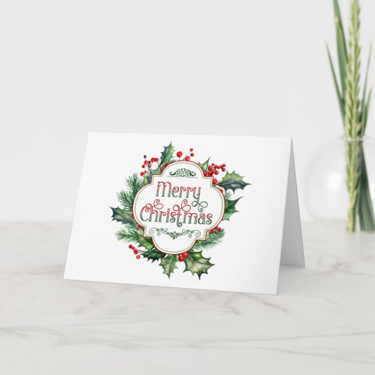 Leuk kleurrijk Merry Christmas Holly Script Feestdagen Kaart (Voorkant)