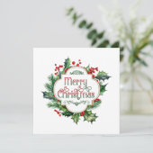 Leuk kleurrijk Merry Christmas Holly Script Feestdagenkaart (Staand voorkant)