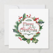 Leuk kleurrijk Merry Christmas Holly Script Feestdagenkaart (Voorkant)