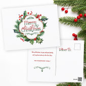 Leuk kleurrijk Merry Christmas Holly Script Feestdagenkaart