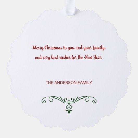 Leuk kleurrijk Merry Christmas Holly Script Ornament Kaart (Achterkant)