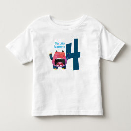 Leuk kleurrijk Mijn Kleine Monster is vier Kinder Shirts