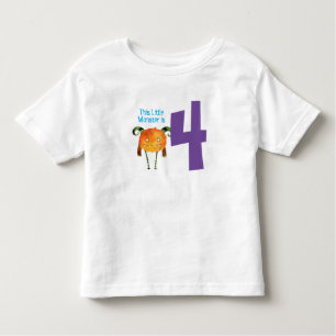Leuk kleurrijk Mijn Kleine Monster is vier Kinder Shirts