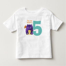 Leuk kleurrijk Mijn Kleine Monster is vijf jaar ou Kinder Shirts