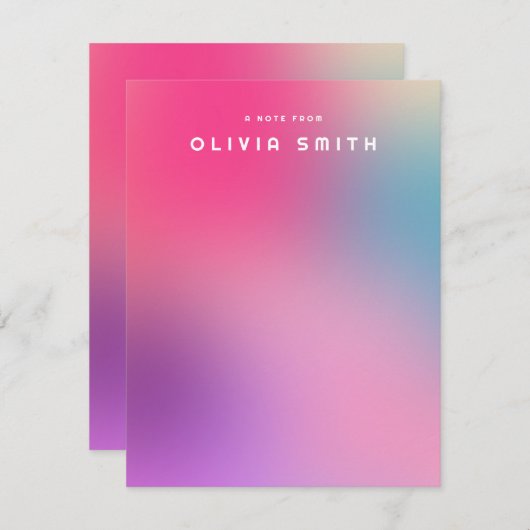 Leuk Kleurrijk Modern Roze Tiener Note Kaart w / N Notitiekaartje (Voorkant / Achterkant)