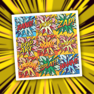 Leuk kleurrijk modern typografisch stripboek servet