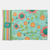 Leuk kleurrijk Monogram Initiaal Gestreepte Bloeme Theedoek (Horizontaal)