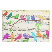 Leuk Kleurrijk Muzikaal Vogels Kussen Hoesje Kussensloop (Achterkant)