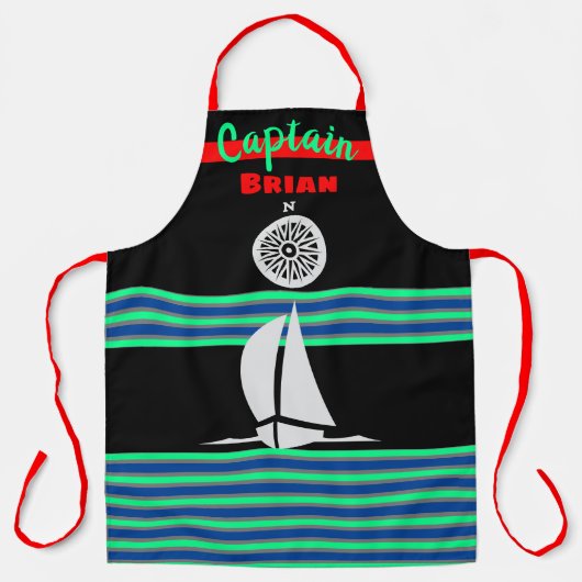 Leuk kleurrijk nautisch thema schort (Voorkant)