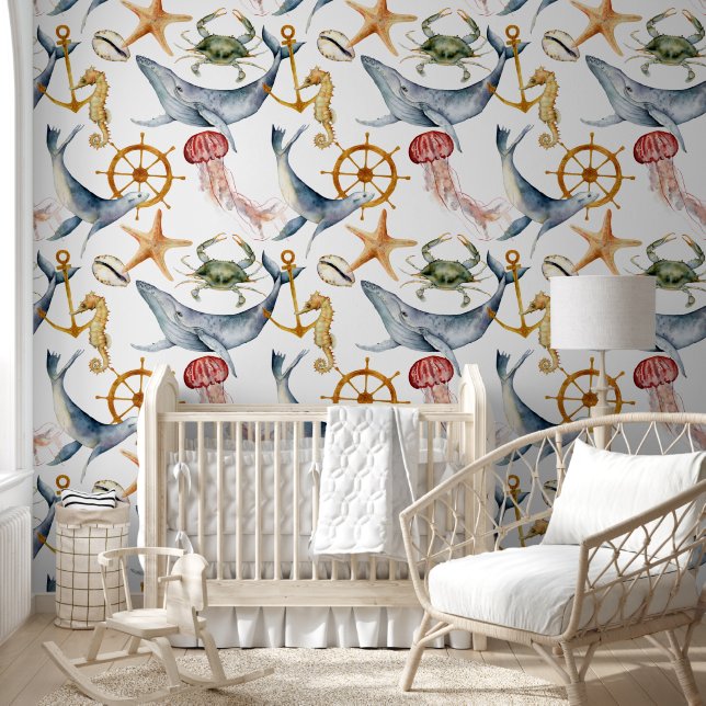 Leuk kleurrijk nautisch Zee Dieren Marine Life Behang (Kinderen)