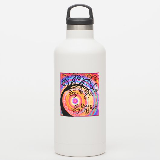 Leuk Kleurrijk Omarm de Reisboom Sticker (Waterfles)