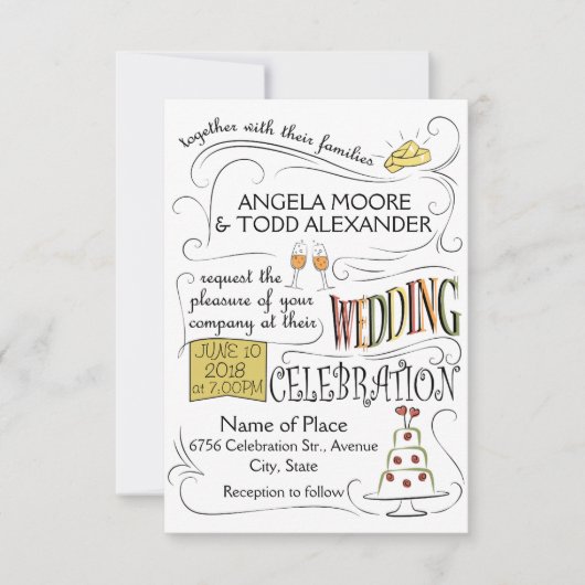 Leuk, kleurrijk ontwerp voor trouwkaart kaart (Voorkant)