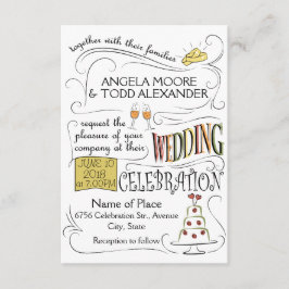 Leuk, kleurrijk ontwerp voor trouwkaart kaart