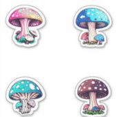 Leuk Kleurrijk Paddenstoelen Pack Sticker (Voorkant)