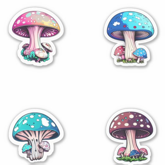 Leuk Kleurrijk Paddenstoelen Pack Sticker (Voorkant)