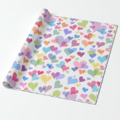 Leuk & Kleurrijk Pastel Hart Patroon Girly Kawaï Cadeaupapier (Uitgerold)