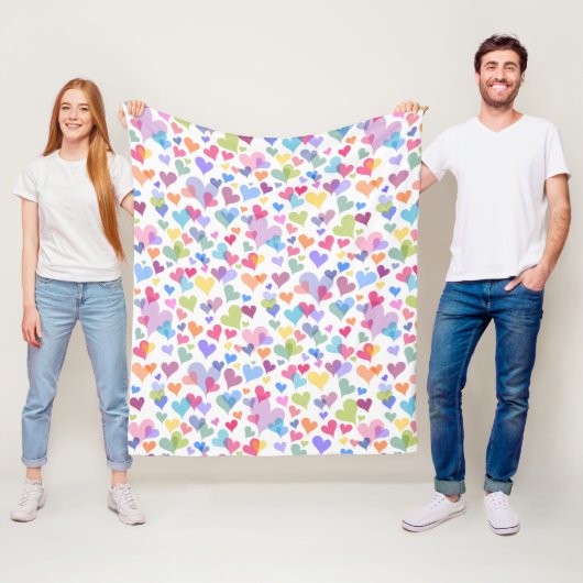 Leuk & Kleurrijk Pastel Hart Patroon Girly Kawaï Fleece Deken (In situ)