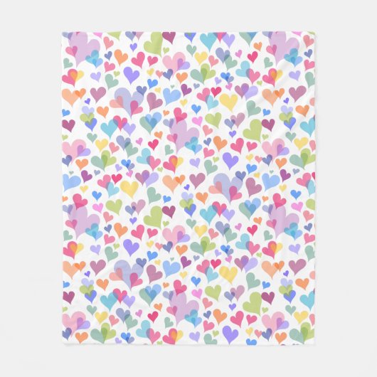Leuk & Kleurrijk Pastel Hart Patroon Girly Kawaï Fleece Deken (Voorkant)