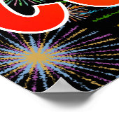 Leuk, kleurrijk, regenboog "GEFELICITEERD!" + Vuur Poster (Hoek)