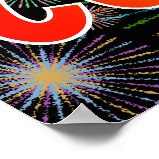 Leuk, kleurrijk, regenboog "GEFELICITEERD!" + Vuur Poster (Hoek)