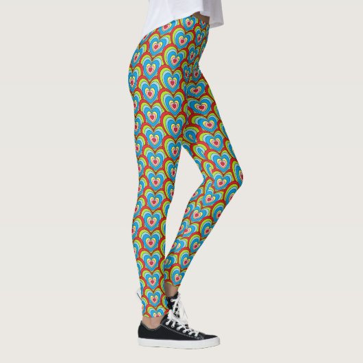 Leuk kleurrijk regenboog harten patroon leggings (Rechts)