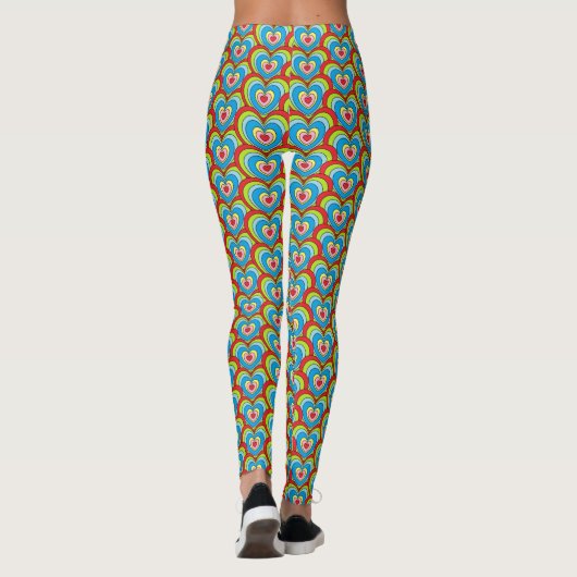 Leuk kleurrijk regenboog harten patroon leggings (Achterkant)