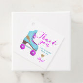 Leuk kleurrijk rolschaatsen verjaardagsfeest bedankjes labels (In situ)